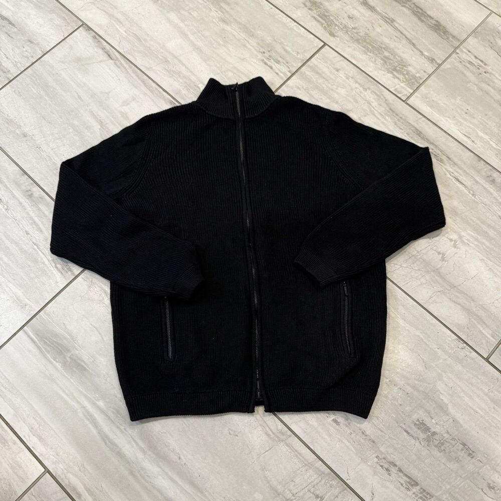 Edinburgh Knitwear Shaker knit Jacket Womens Zipper Ribbed NWT BLACK Small